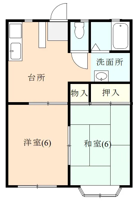 伊豆市上白岩にあるアパート2DKの間取り図