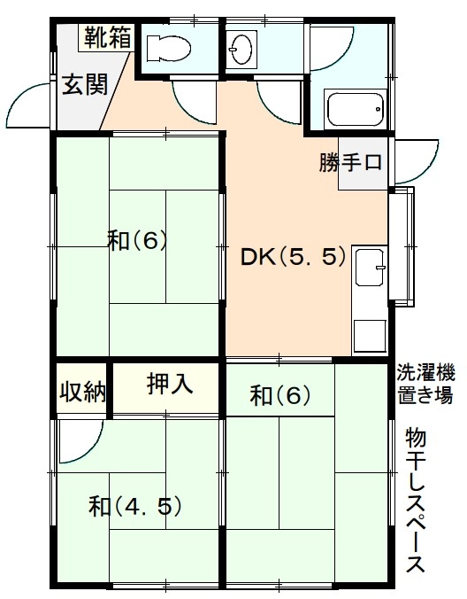 伊豆市上白岩にある貸家一戸建3DKの間取り図