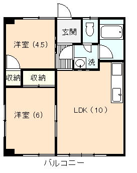 伊豆の国市田京にあるアパート2LDKの間取り図