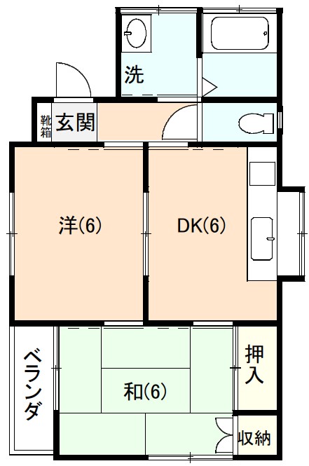 伊豆の国市白山堂にあるアパート2DKの間取り図