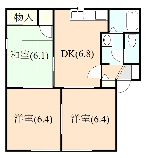 伊豆の国市三福にあるアパート3DKの間取り図