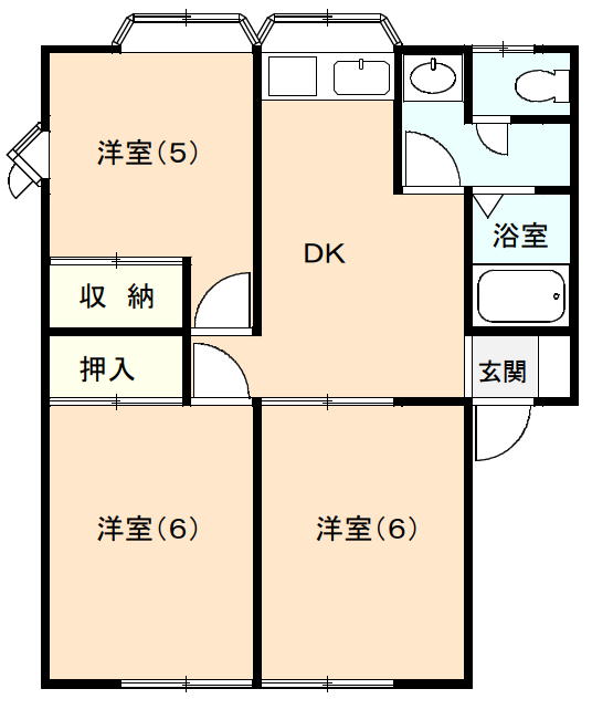 伊豆の国市田京にあるアパート3DKの間取り図