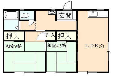 伊豆の国市白山堂にあるアパート2LDKの間取り図