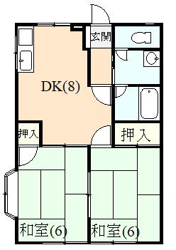 伊豆の国市田京にあるアパート2DKの間取り図