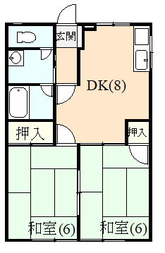 伊豆の国市田京にあるアパート2DKの間取り図