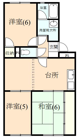 伊豆の国市田京にあるマンション3LDKの間取り図