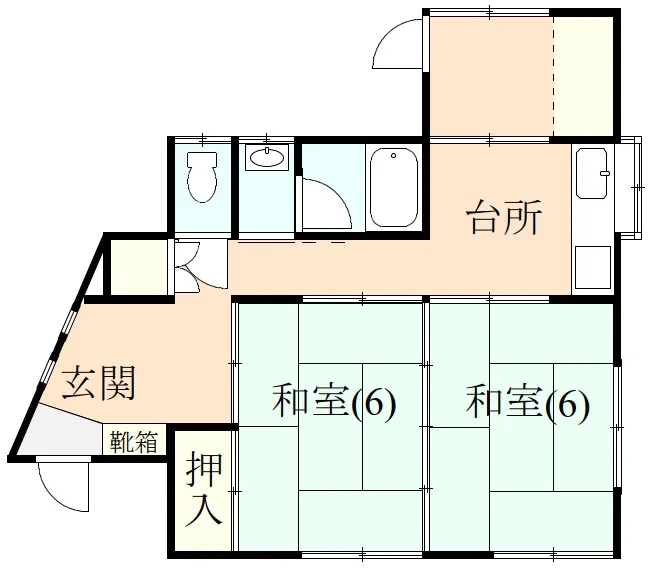 伊豆の国市田京にある貸家一戸建2Kの間取り図