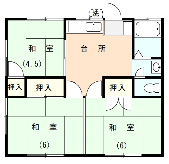 伊豆の国市田京にあるアパート3Kの間取り図