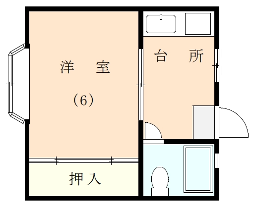 伊豆の国市四日町にあるアパート1Kの間取り図