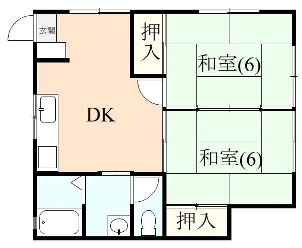 伊豆の国市中にあるアパート2DKの間取り図